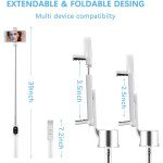 Wholesale LED Light Slim Wireless Bluetooth Remote Extendable Selfie Stick with Tripod Stand (White)